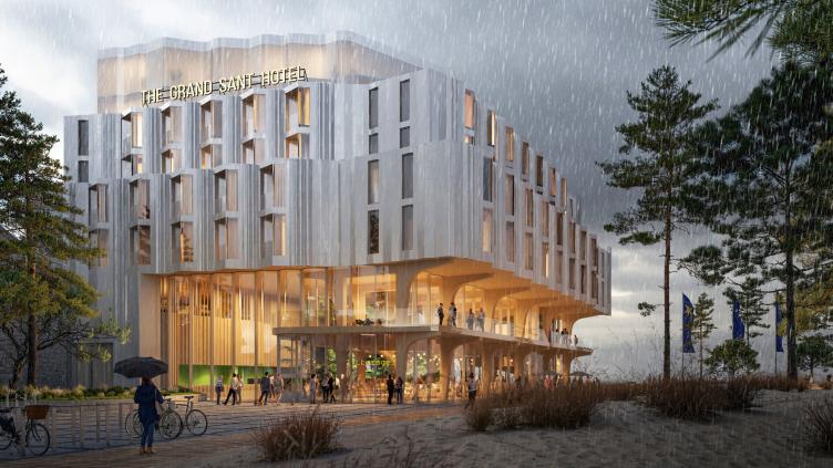 Impressie van het nieuwe hotel op het Badhuisplein