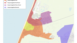 De kaart met de indeling van Zandvoort in parkeervergunningsgebieden