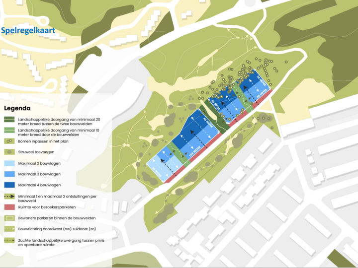 Plattegrond met daarop de geplande woningbouw bij het Heimanshof