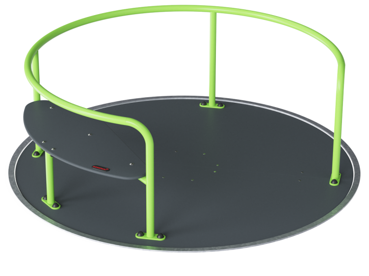 Een rond speeltoestel waarop je rondjes kunt draaien