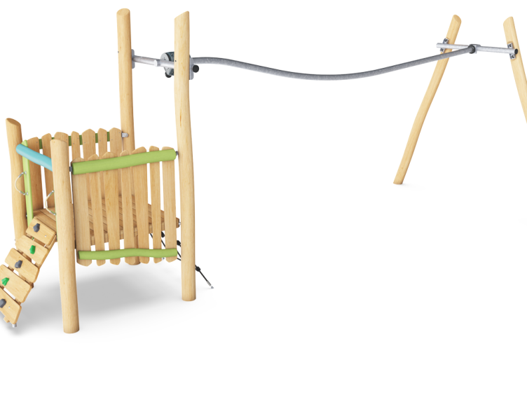 Kabelbaan met houten huisje