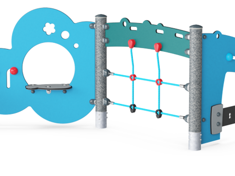 Speeltoestel met allemaal klim- en klauterplekken