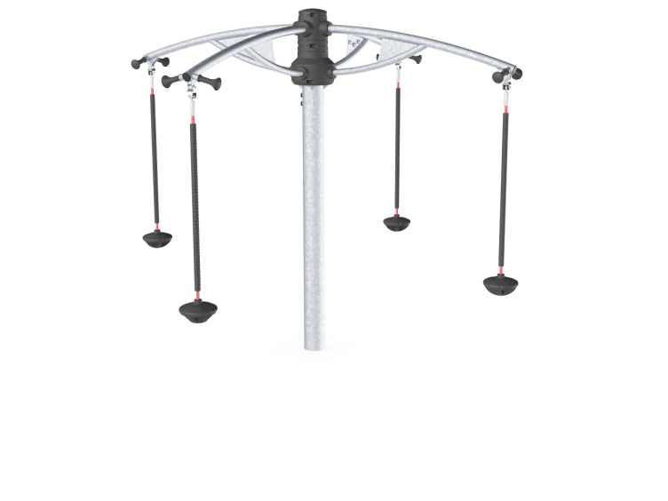 Zweefmolen met metalen stangen waar je op kunt staan