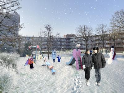 Deelgebied 4 Speelplein Flemingstraat winter impressie